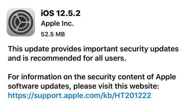 昌乐苹果手机维修分享iOS12.5.2发布，建议所有老苹果用户安装 